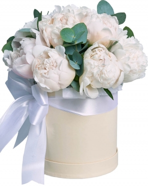 Белые Пионы в коробке - 8 вариантов