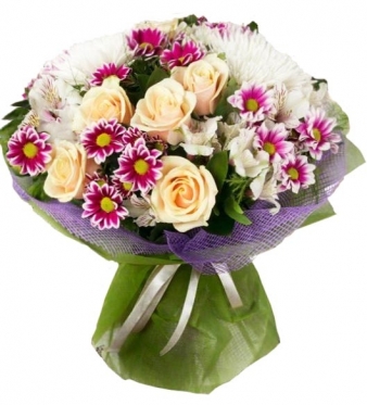Bright Roses & Chrysanthemums bouquet from: