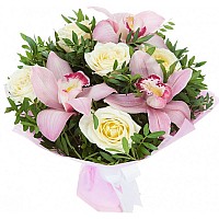 White Roses & Pink Orchids. 7 sizes bouquets image 0